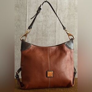 VTG Dooney & Bourke Fredrica Pebble Grain 2 Tone Brown Leather ShoulderBag Purse